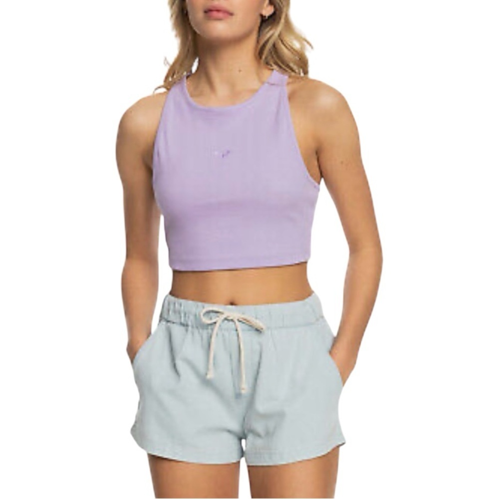 Roxy Surf.Kind.Kate Ribbed Tank Lavender Crop Top